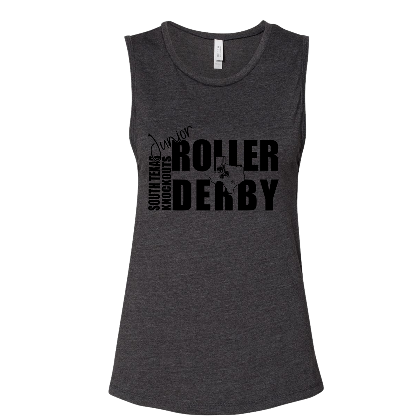 South Texas Knockouts Junior Roller Derby Muscle Tank Women’s Fit | Bella+Canvas | Front DTF Print