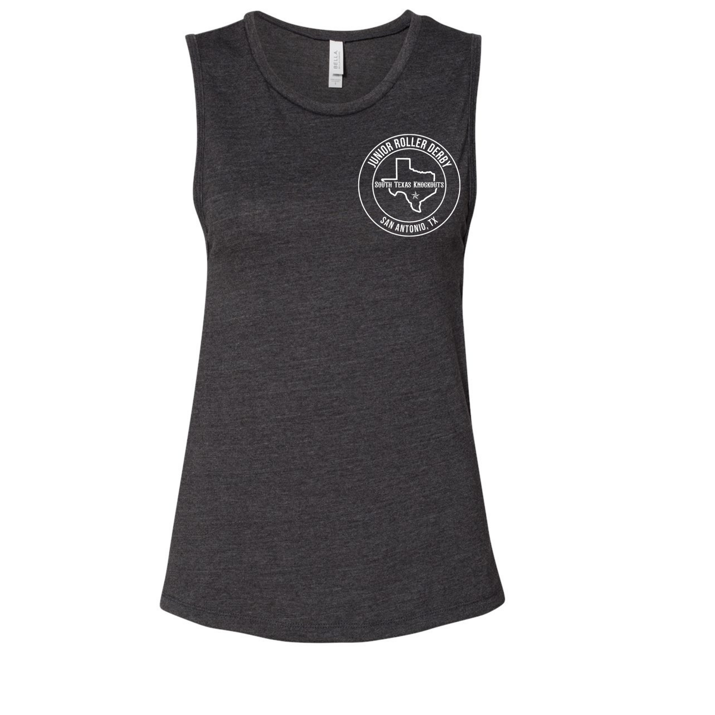 South Texas Knockouts Circle Logo Women’s Muscle Tank – White Print