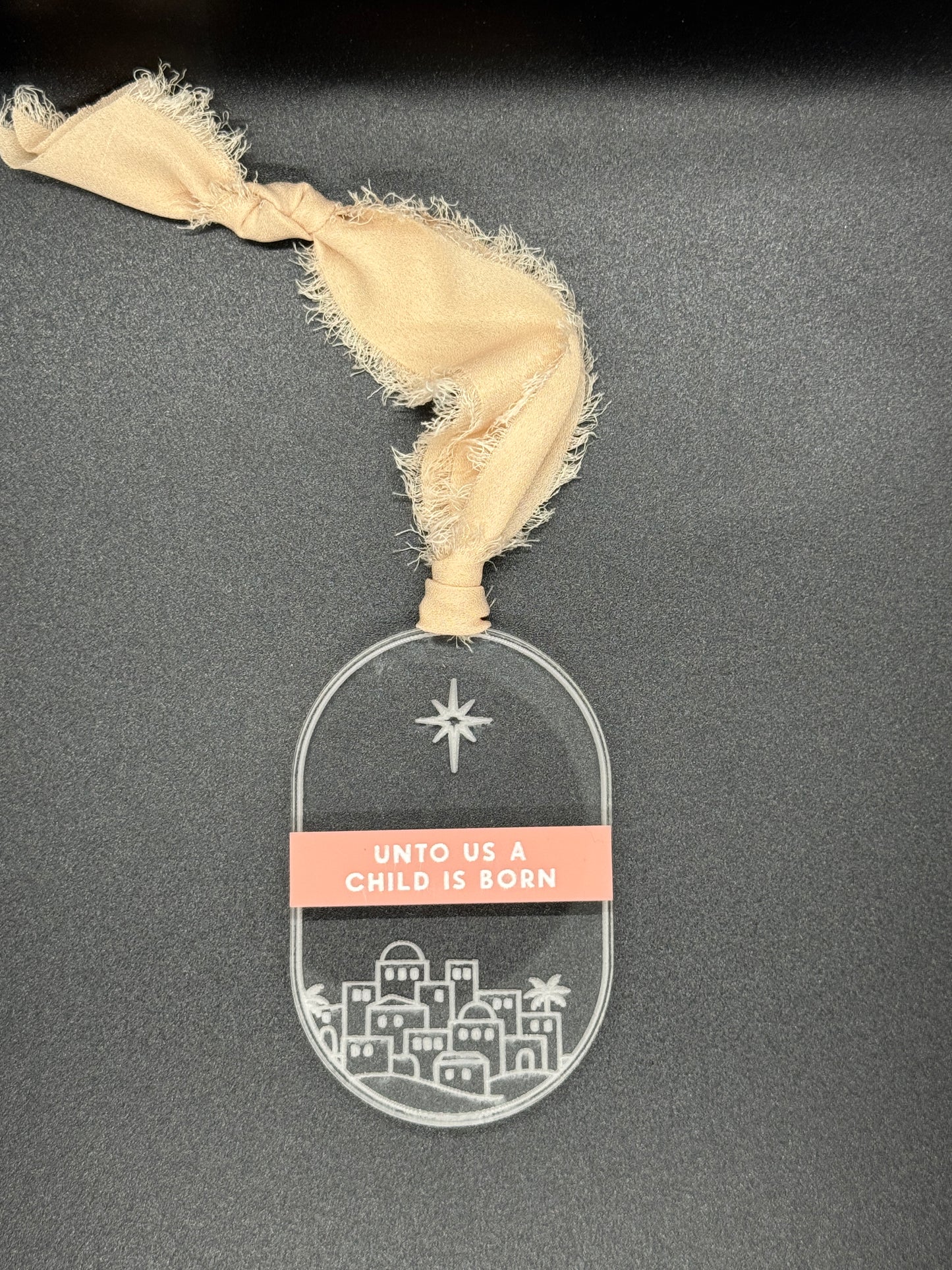 Unto Us a Child Is Born Acrylic Ornament – Christian Nativity Ornament