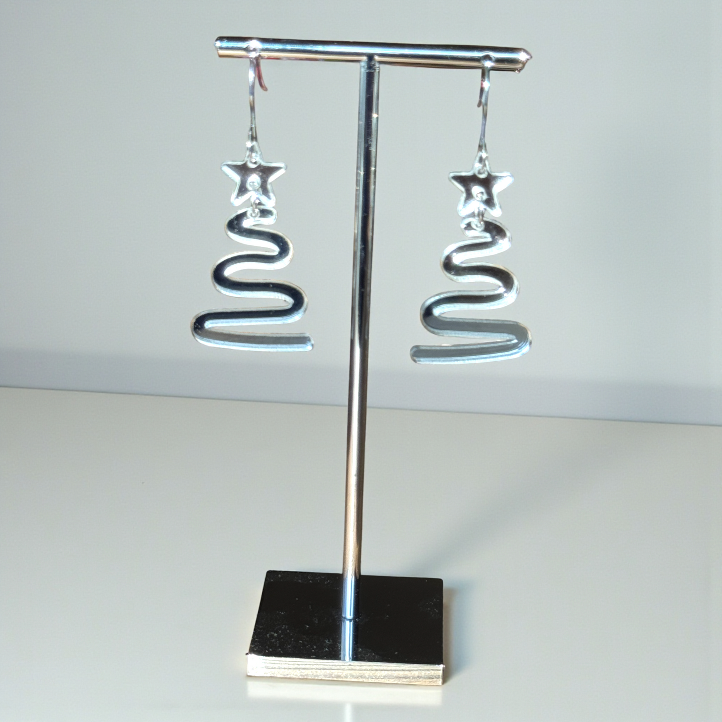 Swirled Zig Zag Tree Earring - Silver or Green