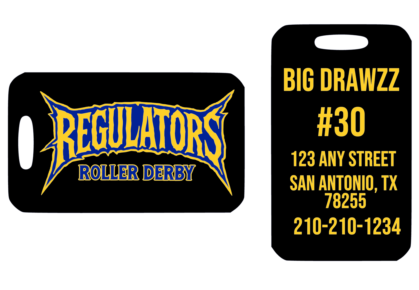 Custom 2-Sided Regulators Aluminum Bag Tag