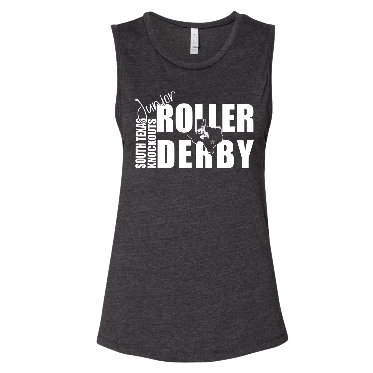 South Texas Knockouts Junior Roller Derby Muscle Tank Women’s Fit | Bella+Canvas | Front DTF Print