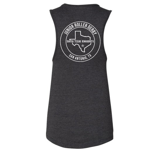 South Texas Knockouts Circle Logo Women’s Muscle Tank – White Print