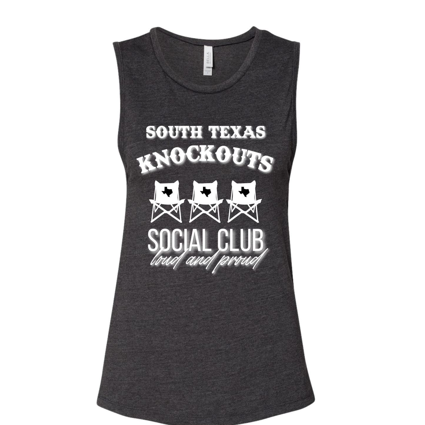 South Texas Knockouts Social Club Muscle Tank Bella+Canvas Women's Fit | Soft Jersey | DTF Front Print