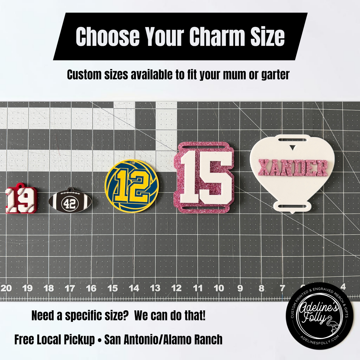 Custom Acrylic Homecoming Mum & Garter Charms