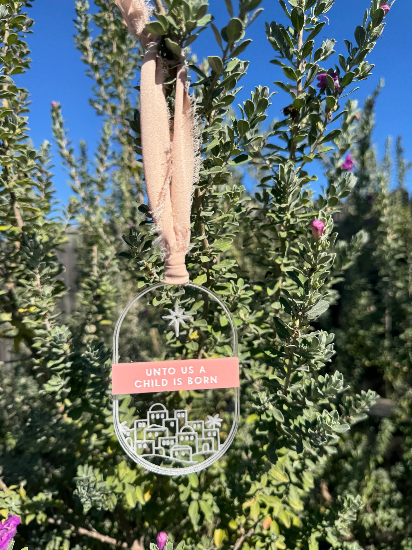 Unto Us a Child Is Born Acrylic Ornament – Christian Nativity Ornament