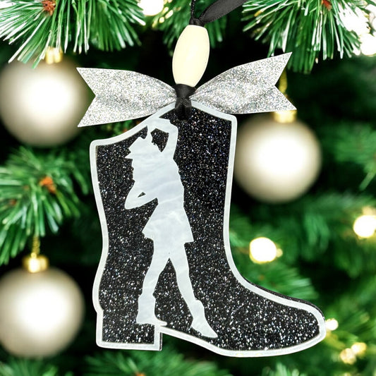 Drill Team Boot Ornament – Layered Acrylic, Custom Colors
