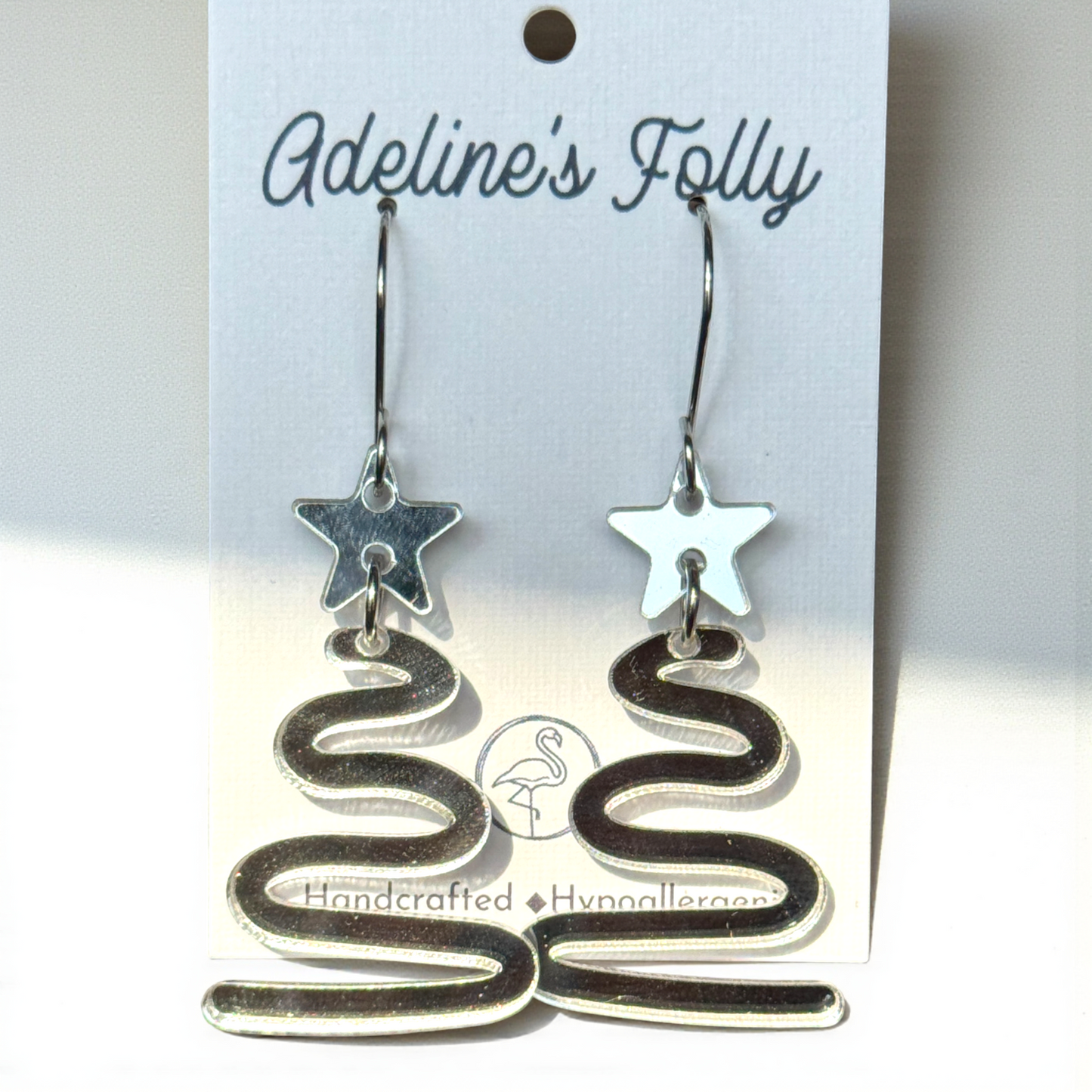 Swirled Zig Zag Tree Earring - Silver or Green