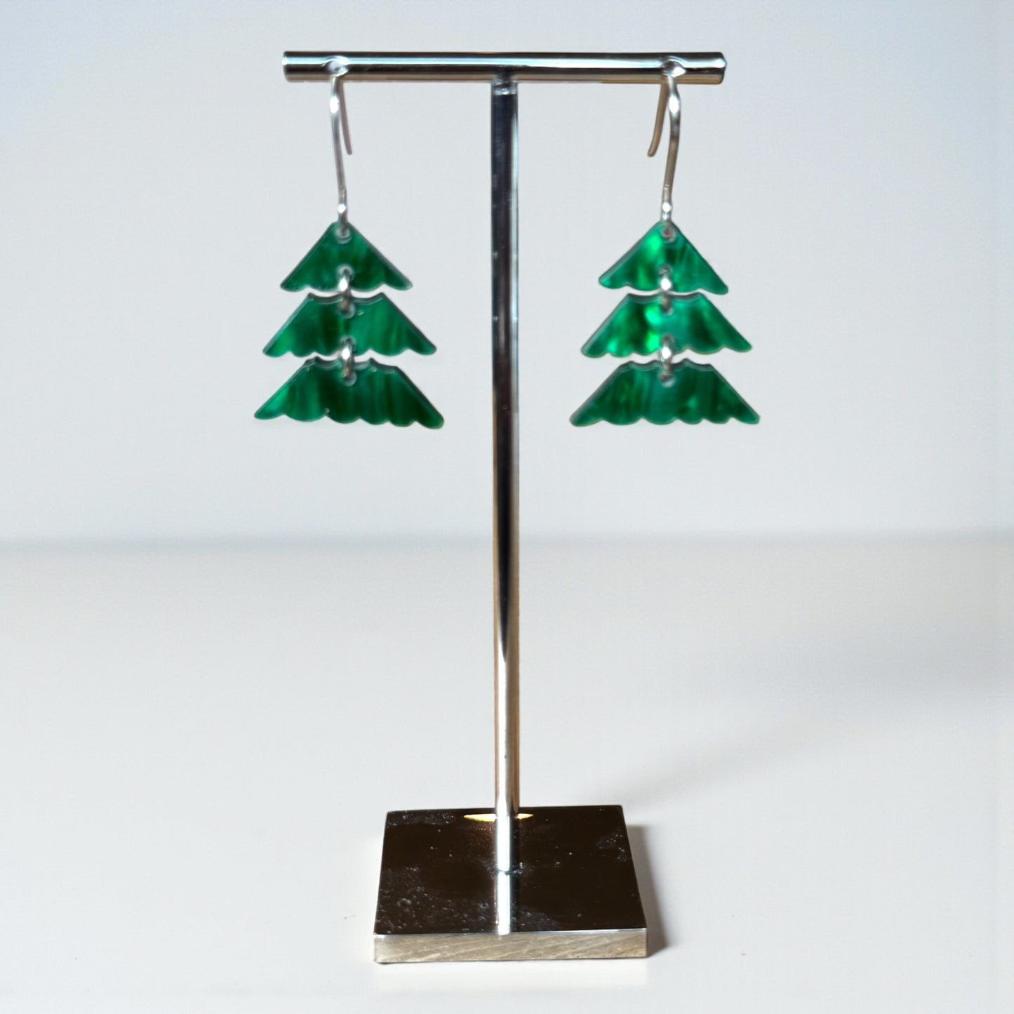 Luxe Tiered Green Christmas Tree Earrings