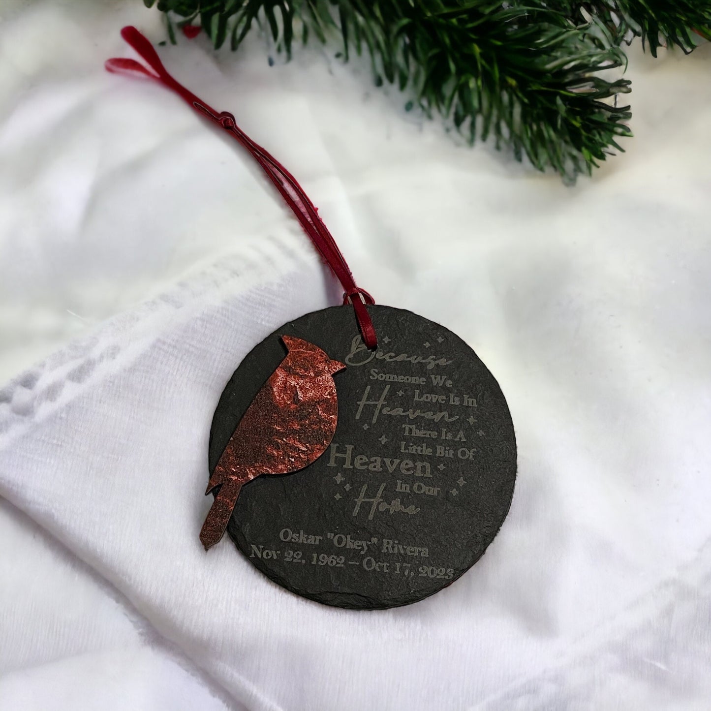 Customizable Cardinal Memorial Christmas Ornament