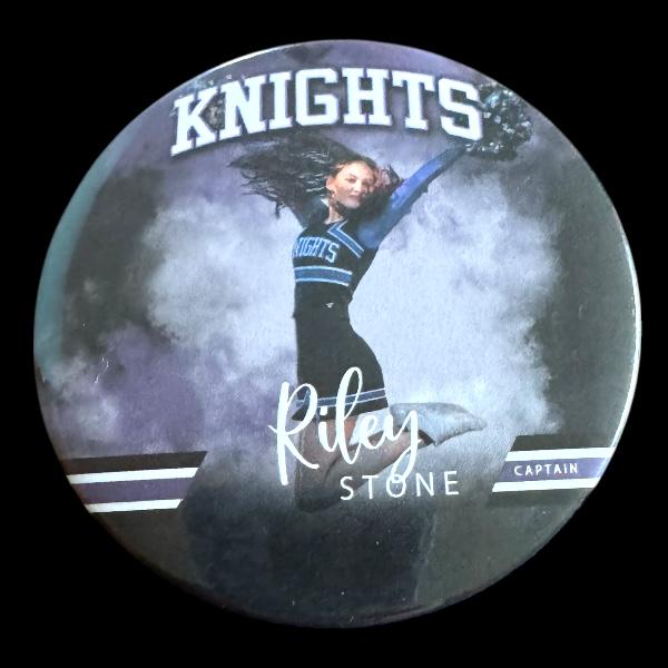 Personalized Sport Button | Custom 3” Button with Photo & Team Colors | Smoke Background | Custom Spirit Gift