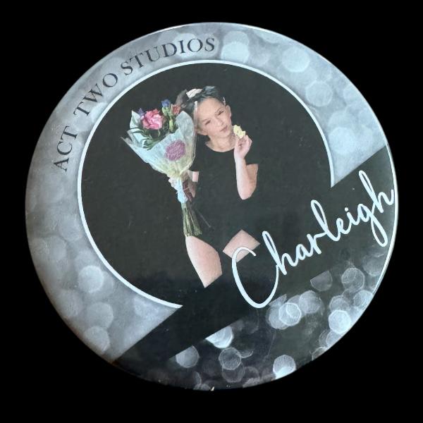 Personalized 2 tone glitter button | Custom 3” Button with Photo & Studio or School Colors | Custom Spirit Gift