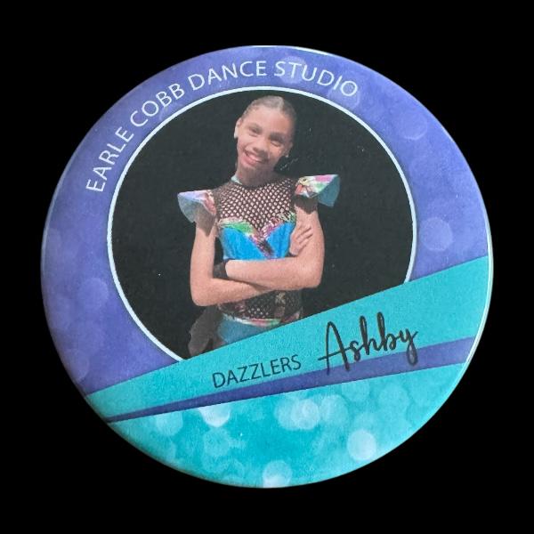 Personalized 2 tone glitter button | Custom 3” Button with Photo & Studio or School Colors | Custom Spirit Gift