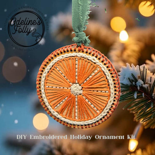 Citrus Wood DIY Embroidery Kit | 4″ Walnut Snowflake Cutout with Floss + Needle