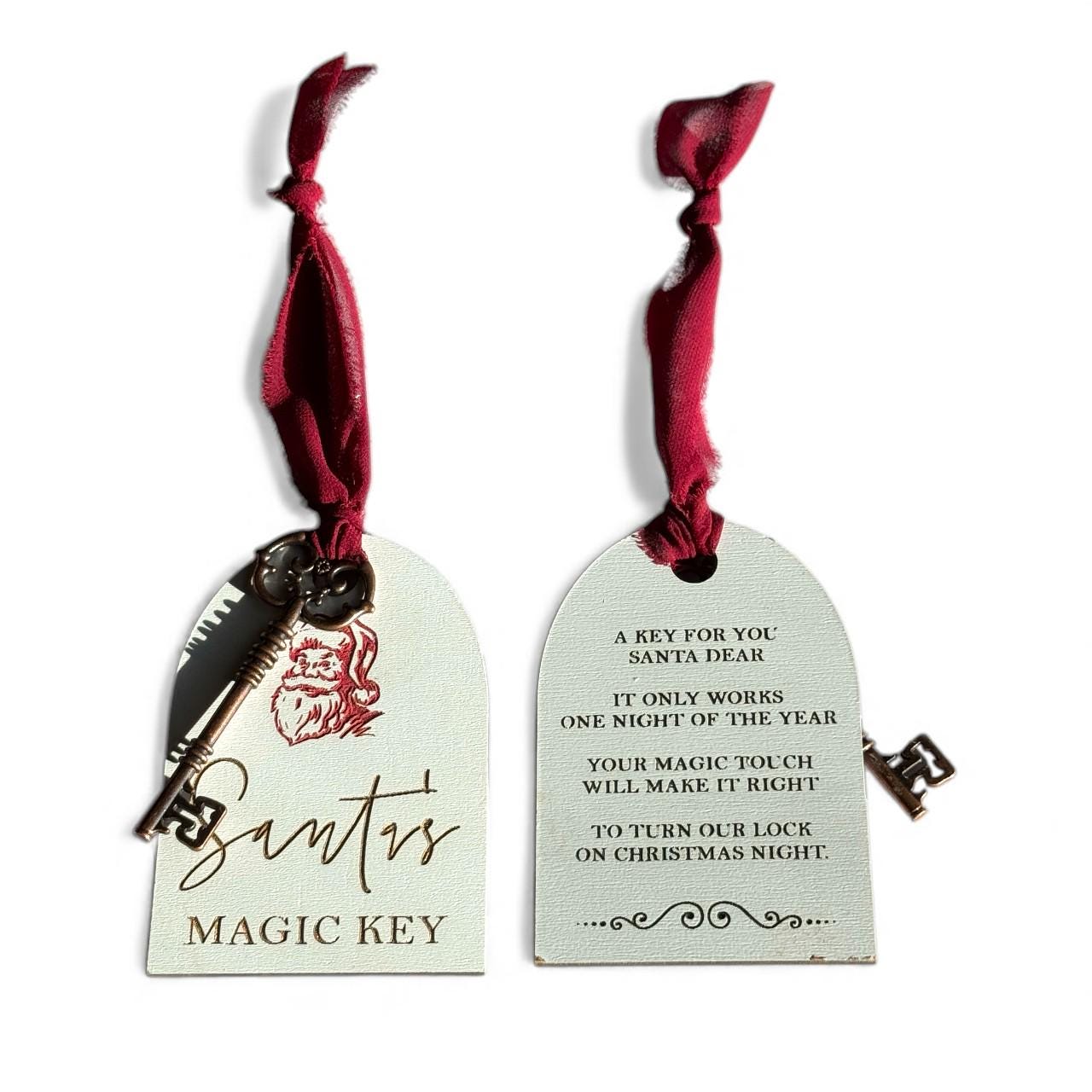 Santa’s Magic Key Tag – Christmas Skeleton Key Ornament, Santa Key for Homes Without Chimneys, Holiday Keepsake Gift